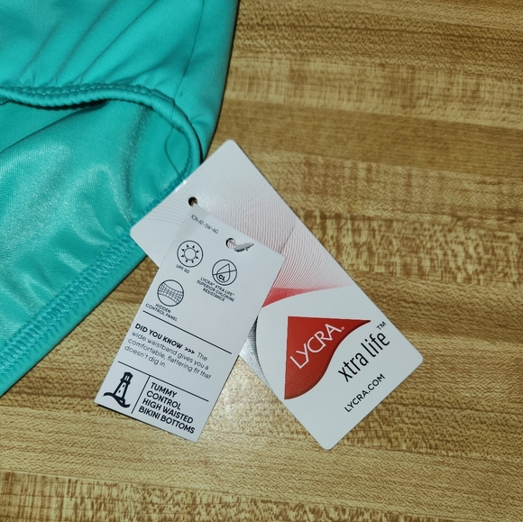 LAND'S END Women’s Tummy Control High Waisted Bikini Bottoms Emerald Green, 4 - Picture 4 of 10